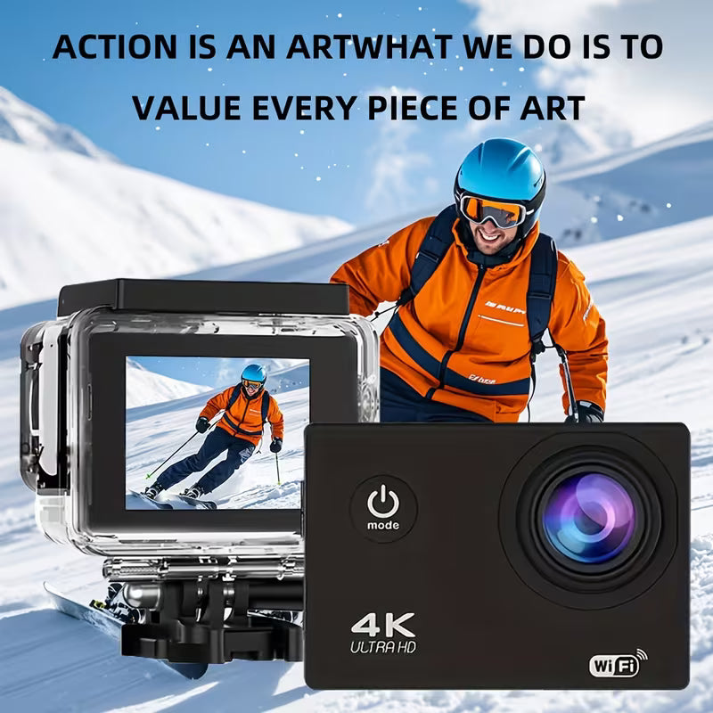 4K WiFi Action Camera – 170° Ultra‑Wide Angle, 2″ Screen, Waterproof for Diving & Outdoor, Remote Control, 32GB Storage – Capture Every Adventure