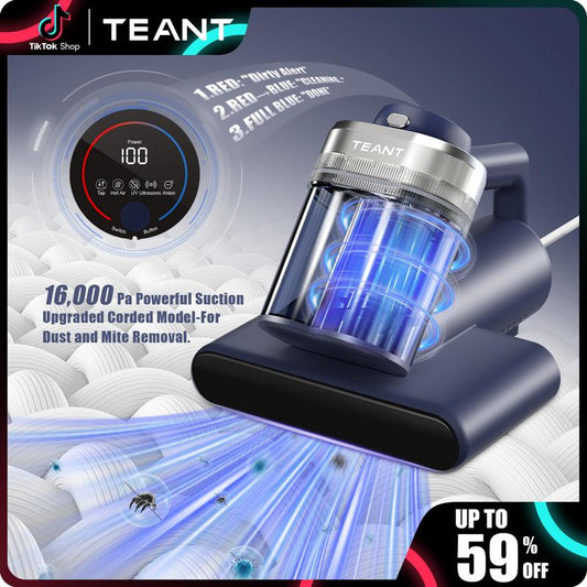 Mattress Vacuum Cleaner for Dust Mites Removal, Bed Vacuum with UV-C Light & 149℉ Hot Air & Aroma Tablet & LED Display, Hyper Helix Motor&16Kpa Powerful Suction Double-Cup Handheld Vacuum Cleaner With HEPA Filter for Bed Couch Sofa Carpet