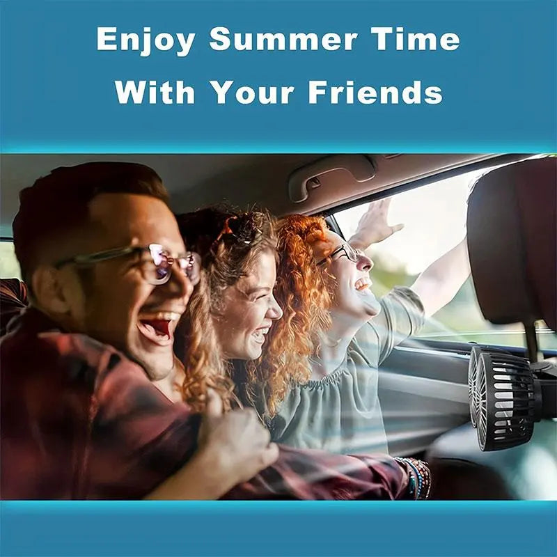 Adjustable Car Backseat Fan, Dual-Head Electric Fan, Strong Wind USB Car Fan with 360-Degree Rotation and Large Air Volume for Rear Seats, Summer Essential #GLOBAL PICKS image 4