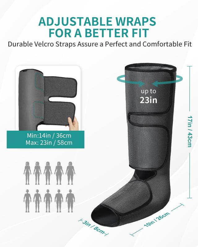 Air Compression Leg Massager with 3 Massage Levels & Auto Shut Off Feature for Foot and Calf Comfort and Relaxation