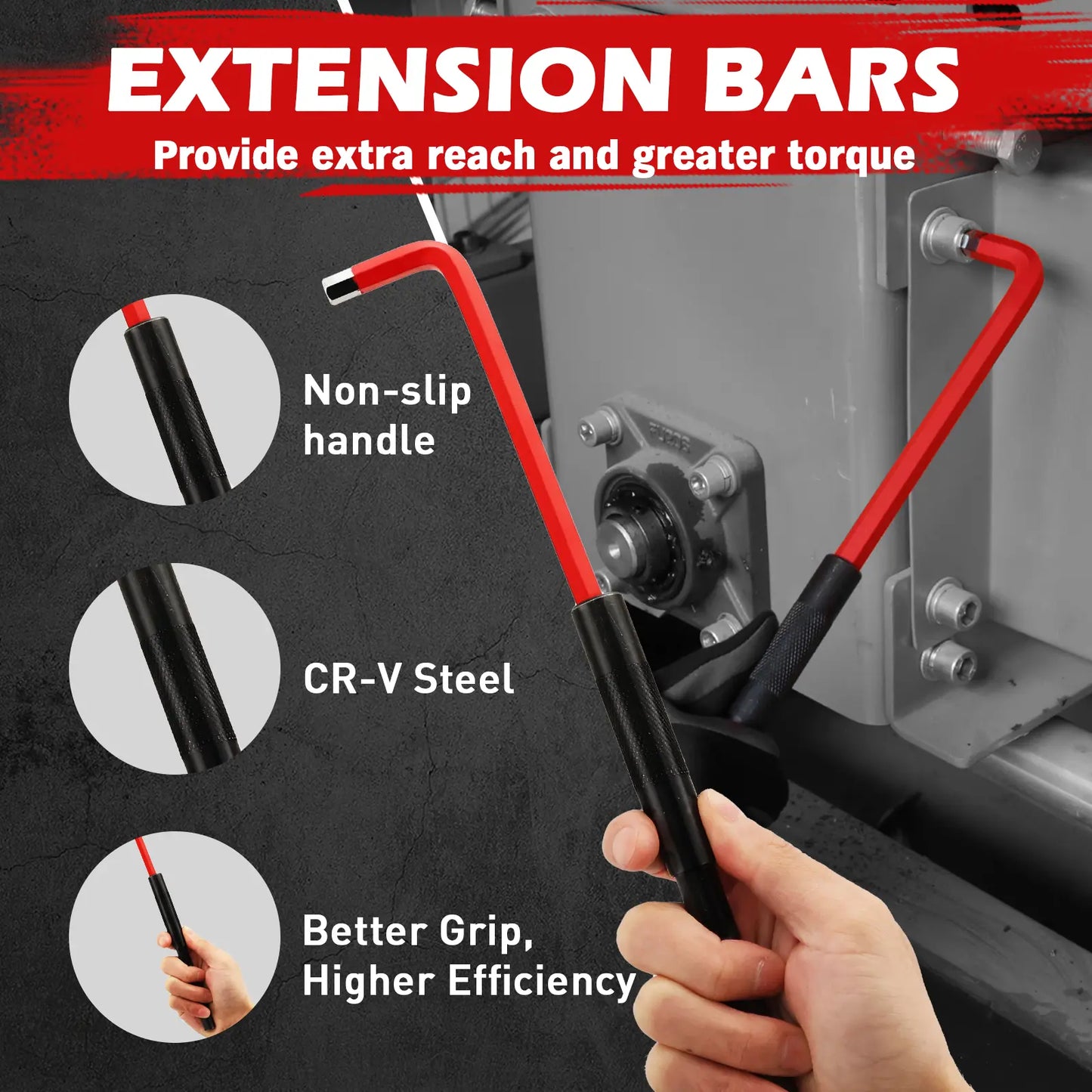 30-Piece Long Arm Ball End L-Hex & Torx Key Tool Kit Set, Hex Combination Wrench with Grip Handle, T-Handle & Extension Bars, SAE 1/16"-3/8", Metric 1.5mm-10mm, Torx T10-T50, Specialty Mechanic Tools for Mechanics, Christmas Gift,father image 6