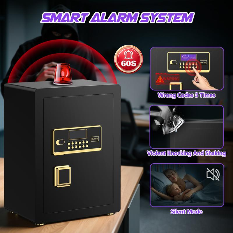 Large Safe Box, Digital Board, With Fireproof Document Bag & Alarm System for Home or Office Security, for Cash Jewerly Lock Adjustable Shelf