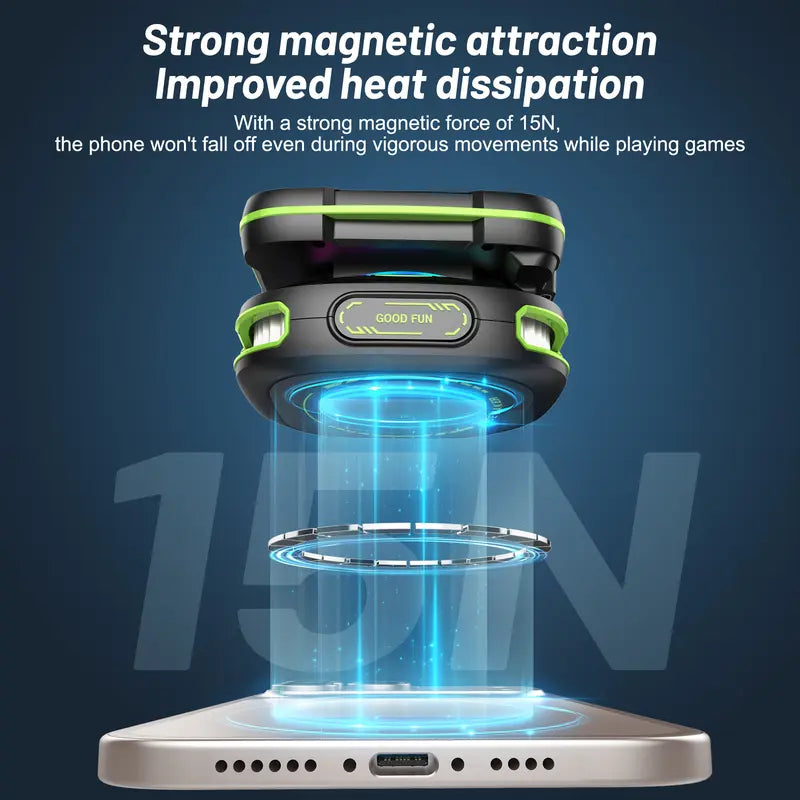 Magnetic Mobile Phone Cooler with Portable USB Fan - Lightweight Radiator, LED Temperature Display, Compatible for iPhone & Android Gamers