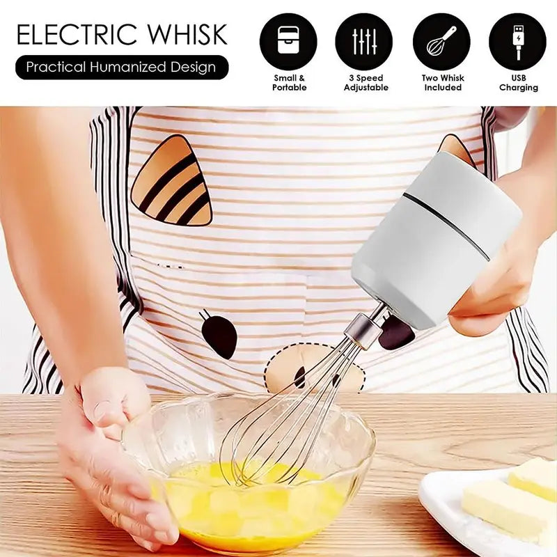 Electric Hand Whisk With USB Charging, Multi-Functional Kitchen Gadget for Baking & Mixing