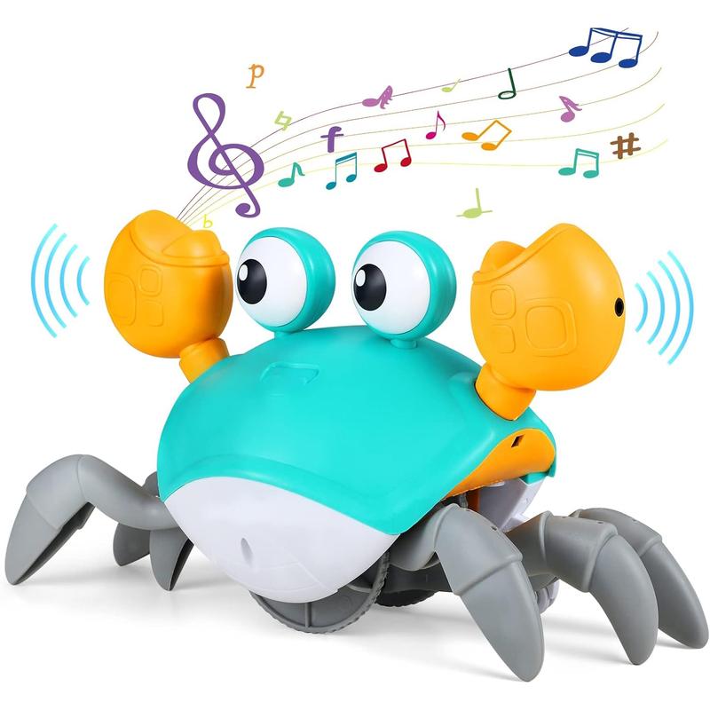 Electric Crawling Crab Design Toy, Automatic Avoidance Walking Sensory Toy with Music & Light, Interactive Musical Toy, Fidget Toys, Birthday Gifts