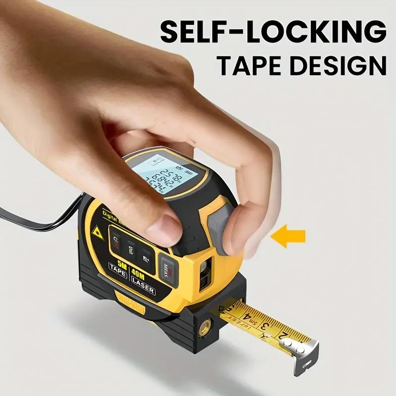 3-in-1 Digital Laser Tape Measure, 60m Laser Distance Measuring Tape with LCD Display & Self Locking Device, Accurate Measurement Tool for Area/Volume/Distance, Construction Tools, Hardware
