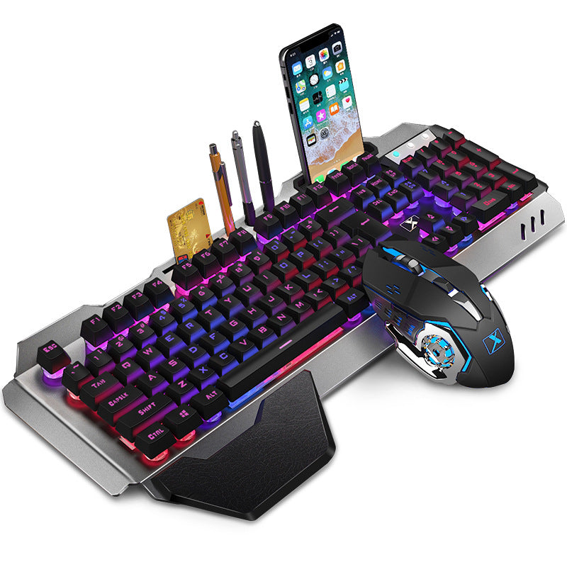 Wireless Gaming Keyboard & Mouse Combo – Rainbow Backlight, Rechargeable Metal Panel, Mechanical Feel, Adjustable Multi-DPI, Large Capacity Battery, Designed for Gamers with Laptops & PC