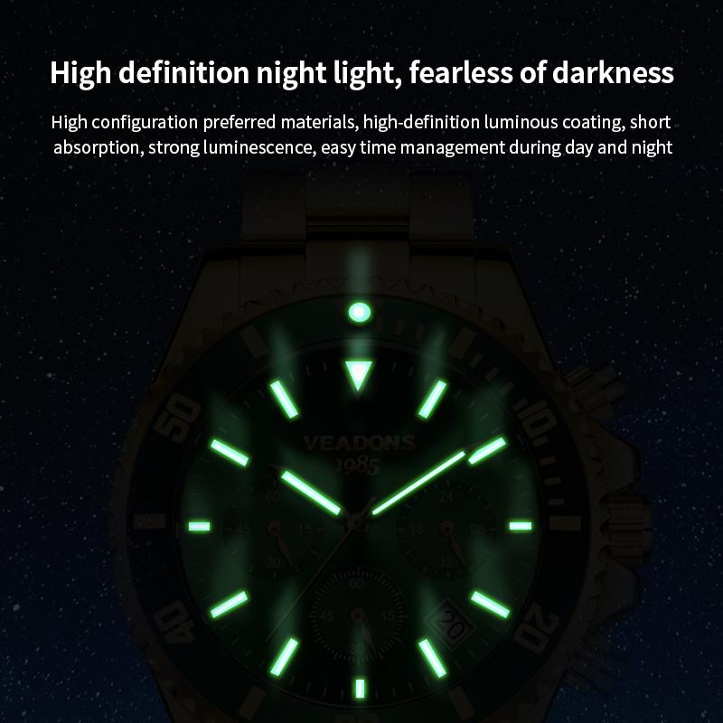【dealsforyoudays】 Men's Luxury Dress Watch, Green Dial, 40mm Stainless Steel Strap, Rotating Quartz Analog, Waterproof Luminous Large Dial Boss Wristwatch summer business