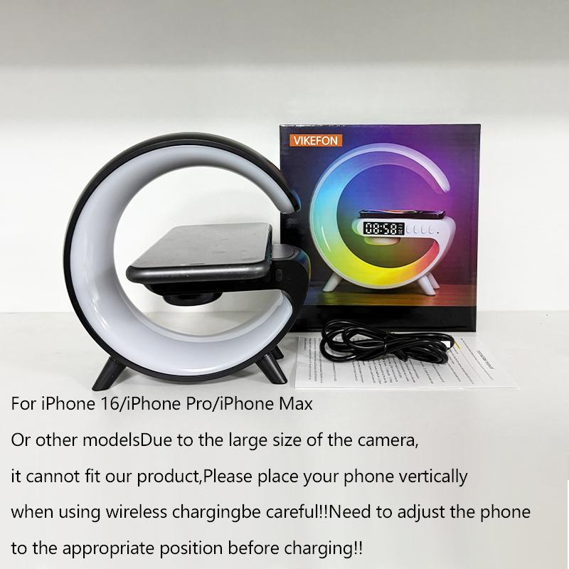 Night Light Lamp Multifunctional Wireless Speaker, Multifunctional Wireless Speaker with Alarm Clock, Wireless Charger Station Pad for iPhone, Samsung, Xiaomi, Huawei #TOP PICKS