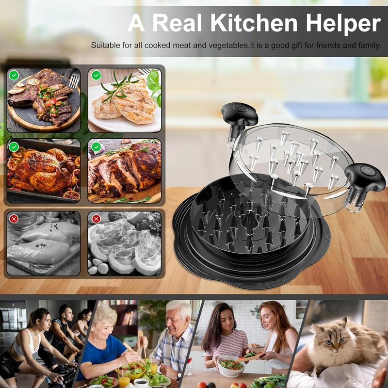 Large Chicken Breast Shredder Tool, Visible Lid Meat Grinder, Anti-Slip Strip, Ergonomic Handle, BPA Free, Perfect Utensils for Pork,Beef,Chicken,Kitchen Gadgets Dishwasher Washable Black Multi-purpose Efficient Great for Families