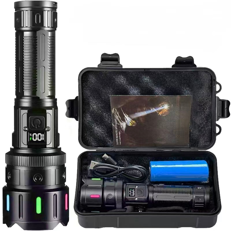 Long-Lasting High-Brightness Rechargeable Flashlight, Zoom & Long-Range Tactical Torch for Outdoor & Emergency Lighting
