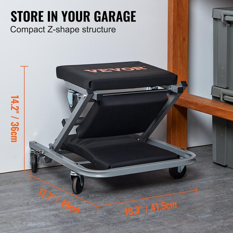 2 in 1 Z Creeper Seat Rolling Chair Auto Mechanics Shop Garage Work Stool