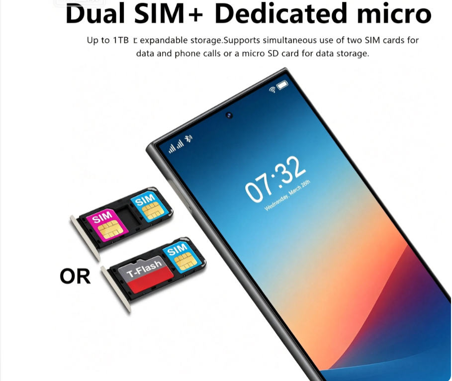 Cellphone C25 7.3Inch Screen, Unlocked and Supports Dual SIM Dual Standby,16GB+1TB, Equipped with Android 15.0 System, 8800mAh Battery Smartphone phones