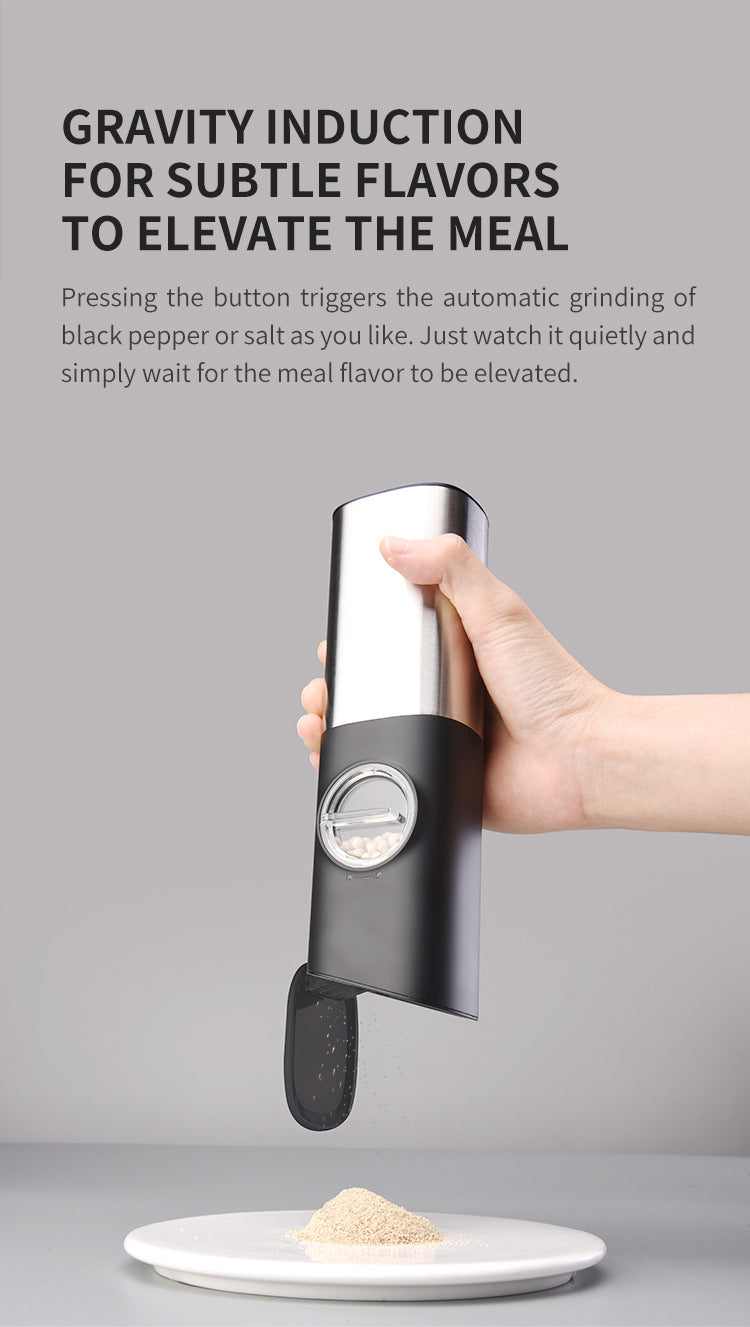 Electric Salt & Pepper Grinder Sets, 2pcs Rechargeable, Adjustable, Modern Stainless Steel Construction, Seasoning Auto Dust Lids, LED one-hand operation Kitchen Utensils