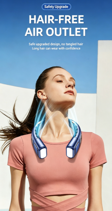 Wearable Neck Fan, Ice Ceramic 1s Instant Cooling, Up To 36H Playtime, 5 Wind Speed Adjustment, LED Power & Gear Display, 360° Omnidirectional Airflow, Low-Noise Motor, Type-C Fast Charging, Ambient Lighting for Camping Travel Outdoor Work