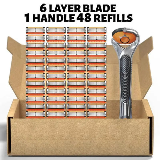 48-Piece Men's Razor Blades with Handle - Stainless Steel, Ultra Sharp Stainless Steel Blades, Bulk Shaving Set for Face & Head, Bei Rahisi Tanzania