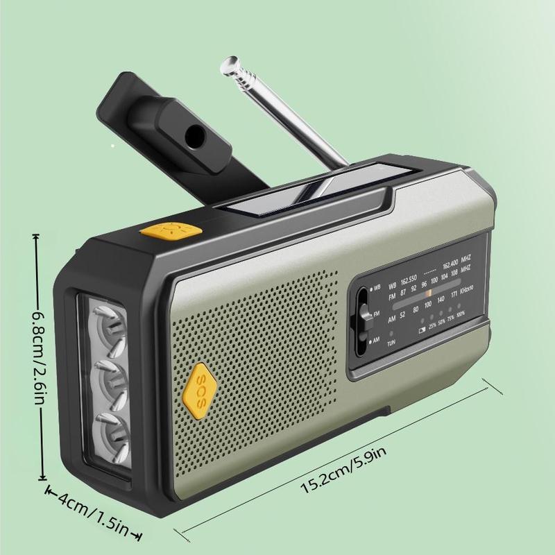 Hand-Crank/Solar Radio, Emergency Audio Radio Equipment with 2000mAh Power Bank & LED Light, Summer Portable Compact SOS Alarm Weather Radio, Outdoor Essentals, Gift
