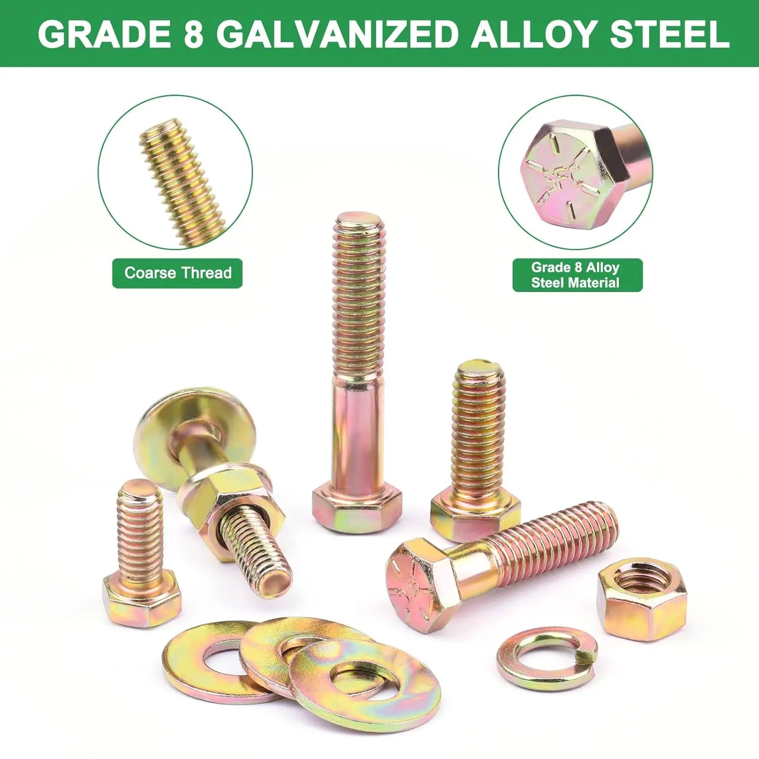 【DealsForYouDays】FOLIV 566Pcs Heavy Duty Bolts and Nuts Assortment Kit, Grade 8 Hex Screws Bolts Nuts Kit, 1/4-20 5/16-18 3/8-16, 15 Common Sizes Included bow go Telescoping Magnetic Christmas & New Year Gift Ideas Hardware image 3