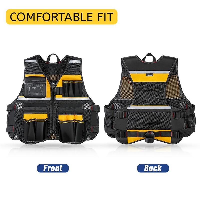 Multi-functional Tool Vest, Multi-pocket Tool Vest for Men, Tool Storage Vest for Home and Office, Reflective Safety Vest
