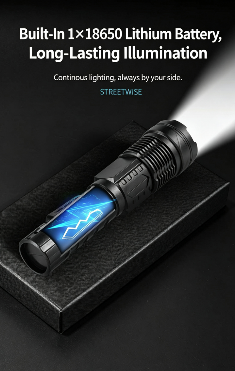 【2026 New】2-Pack Outdoor High-Brightness Flashlight – Aluminum Alloy Body, White Laser Telescopic Zoom, Searchlight, Long-Lasting Outdoor Illumination Light, Built-in 1200mAh Battery