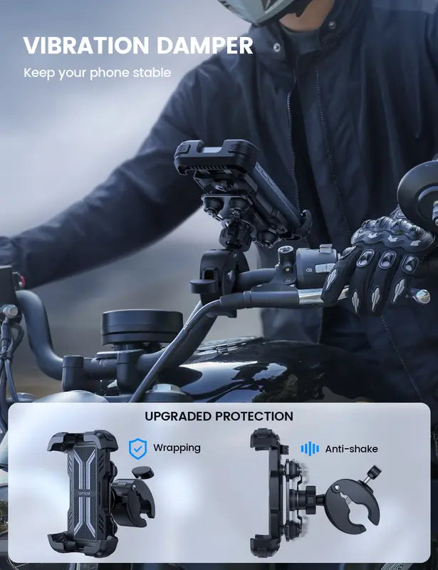 【discount】Riding Essential – Full-Cover Motorcycle Phone Mount, Dual Vibration Dampener, Anti-Shake 360°Protection,Fits 4.7-6.7" Phones like iPhone 15/14/13 Series #TikTokShopfalldealsforyou