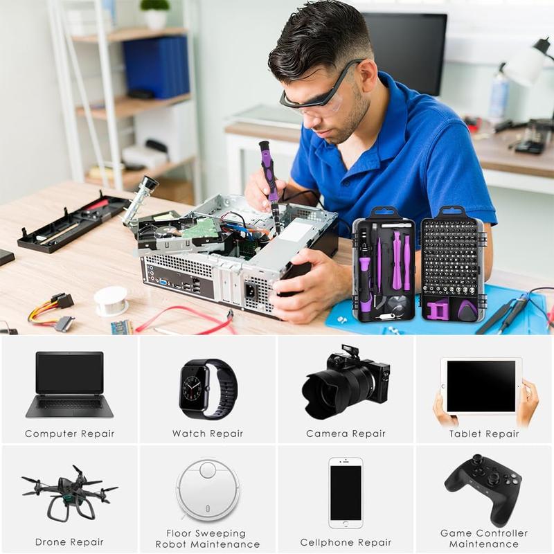 Precision Screwdriver Set for PC. 1 Set 115 in 1 Electronics Magnetic Repair Tools Kit with Case, Fall Gift, Screwdriver Set for Repairing Computer PC Cellphone Mobile Phone, Work Equipment for Men Torx Screwextractor