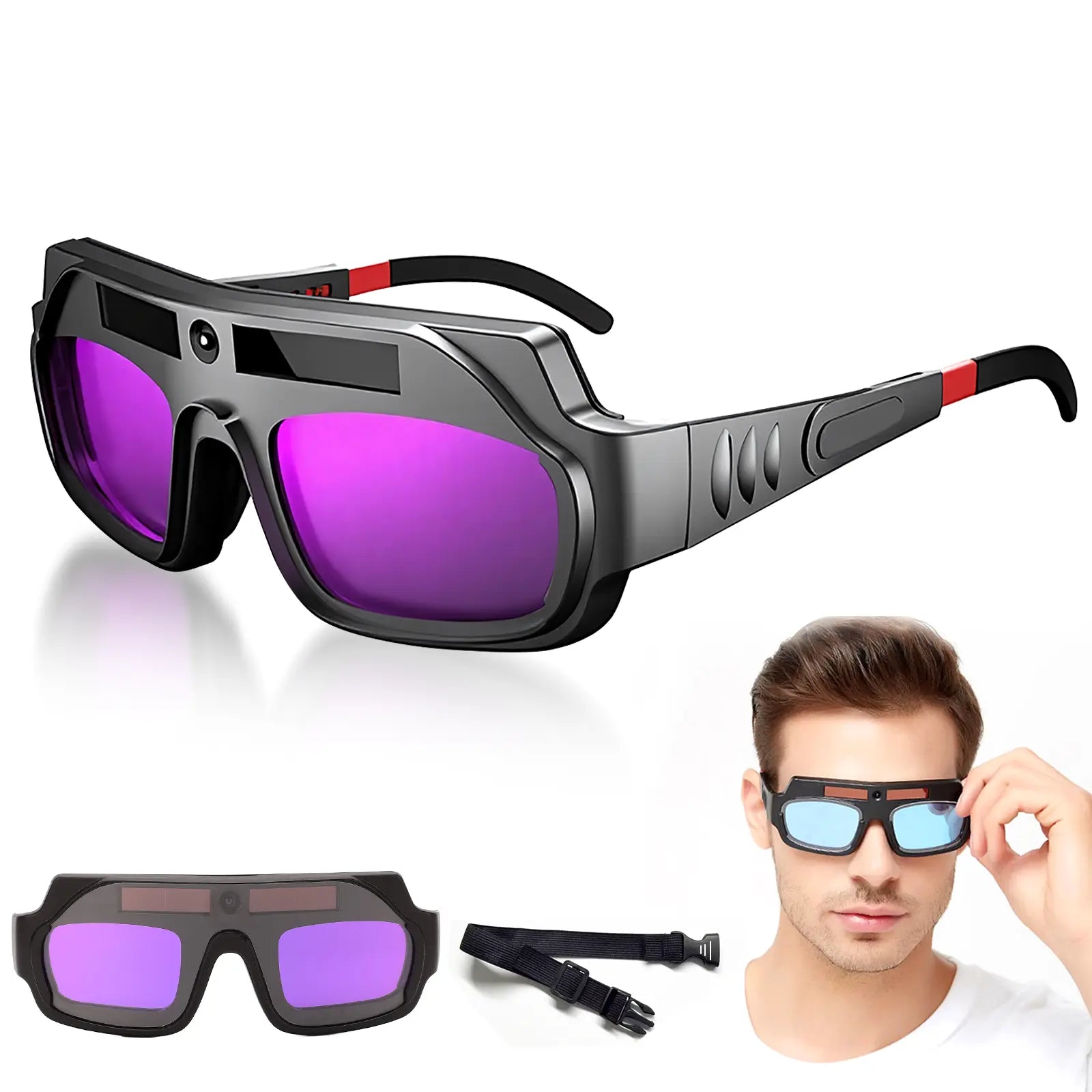 FIRMOAK Auto-Darkening Welding Goggles | UV/IR Protection & 1/25000s Reaction - TIG/MIG/ARC Helmet with Clear Lens, Welding Accessories, Tig/Mig/Arc Helmets