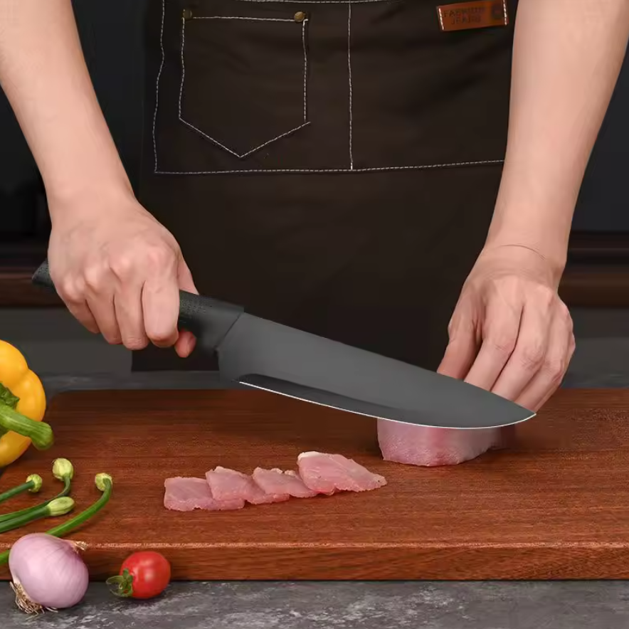 【flash sale】7-Piece Kitchen Knife Set for Chef, Sharp Knife Set with Universal Knife Block, Anti-Rust Kitchen Knife set, Ergonomical Design (Black)