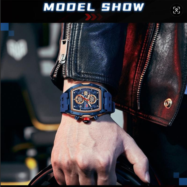 Men's Sporty Barrel Shaped Analog Quartz Watches, Fashionable Luminous Waterproof Quartz Wristwatch with Silicone Strap, Trendy Luminous Pointer Watch with Date Display Function for Daily Life, with Box