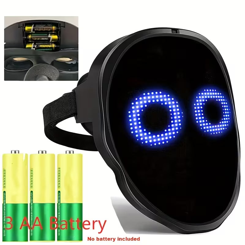 Face Transforming LED Mask, Bluetooth App Programmable, Gesture Control, 115 Built-in Patterns, DIY Custom Edit, Light Up Mask for Halloween, Bar, Carnival Party (Battery Not Included)