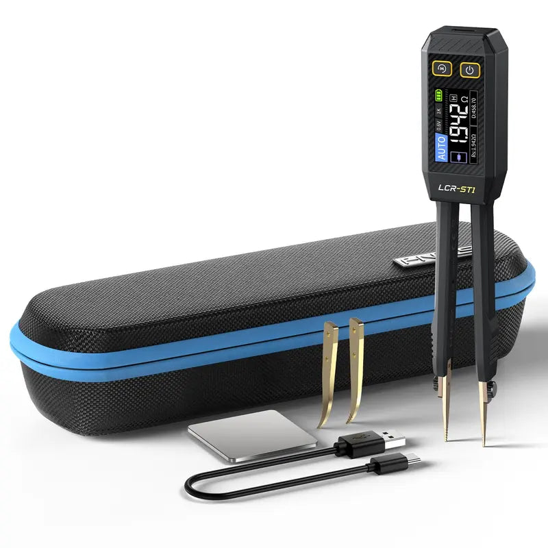 Smart Digital Tweezer Tester – Measures Resistance, Capacitance, Inductance & Diode, 3 Test Frequencies, 2 Test Voltages, Portable Multifunctional Instrument