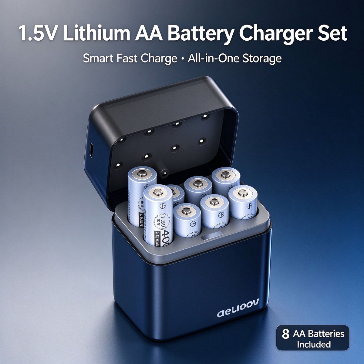 Delipow AA 1.5V Rechargeable Lithium Battery - Large Capacity Fast-Charging AA & AAA Batteries for Cameras, Electric Toys, Smart Door Locks, Alarm Clocks, LED Lights and Remote Controls