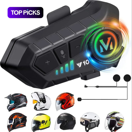 Rechargeable Motorcycle Helmet Speaker - IPX6 Water Resistant Wireless Earphone with Call Control