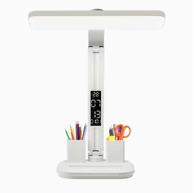 LED Desk Lamp with Large-Area Lighting – Touch Control, 3 Color Modes, USB Powered, Foldable Design with Display & Pen Holder, for Study & Reading