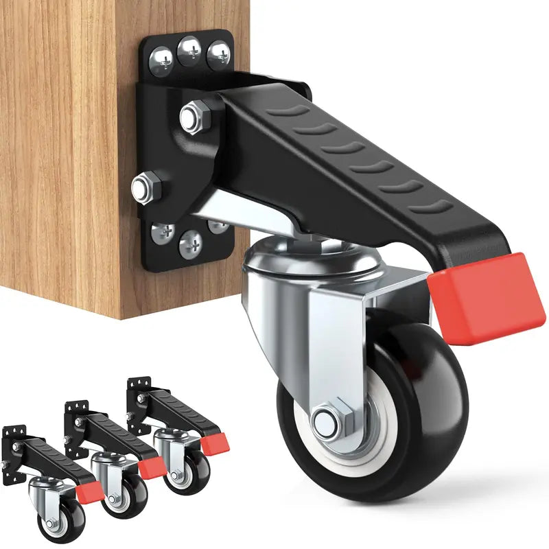 Gift~ Workbench Casters Kit 660 Lbs – Retractable Heavy Duty Bench Caster Wheels for Workbenches, Machinery & Tables, 4 Pack Furniture Lift Mover Industrial