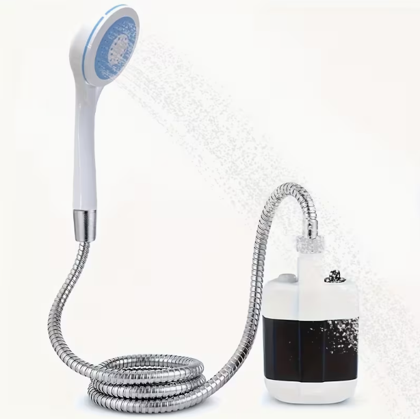 Portable Rechargeable Shower Pump with Hose – Outdoor Camping Shower for Hiking, Beach, Car Wash & Pet Cleaning, Compact Ergonomic Handle, Durable Construction