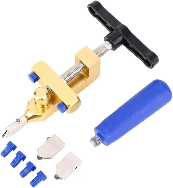 2-in-1 Glass Tile Cutter with Extra 2 Blades - Heavy Duty Cutting Tool for Glass, Mirror, Ceramic and Glazed Tiles