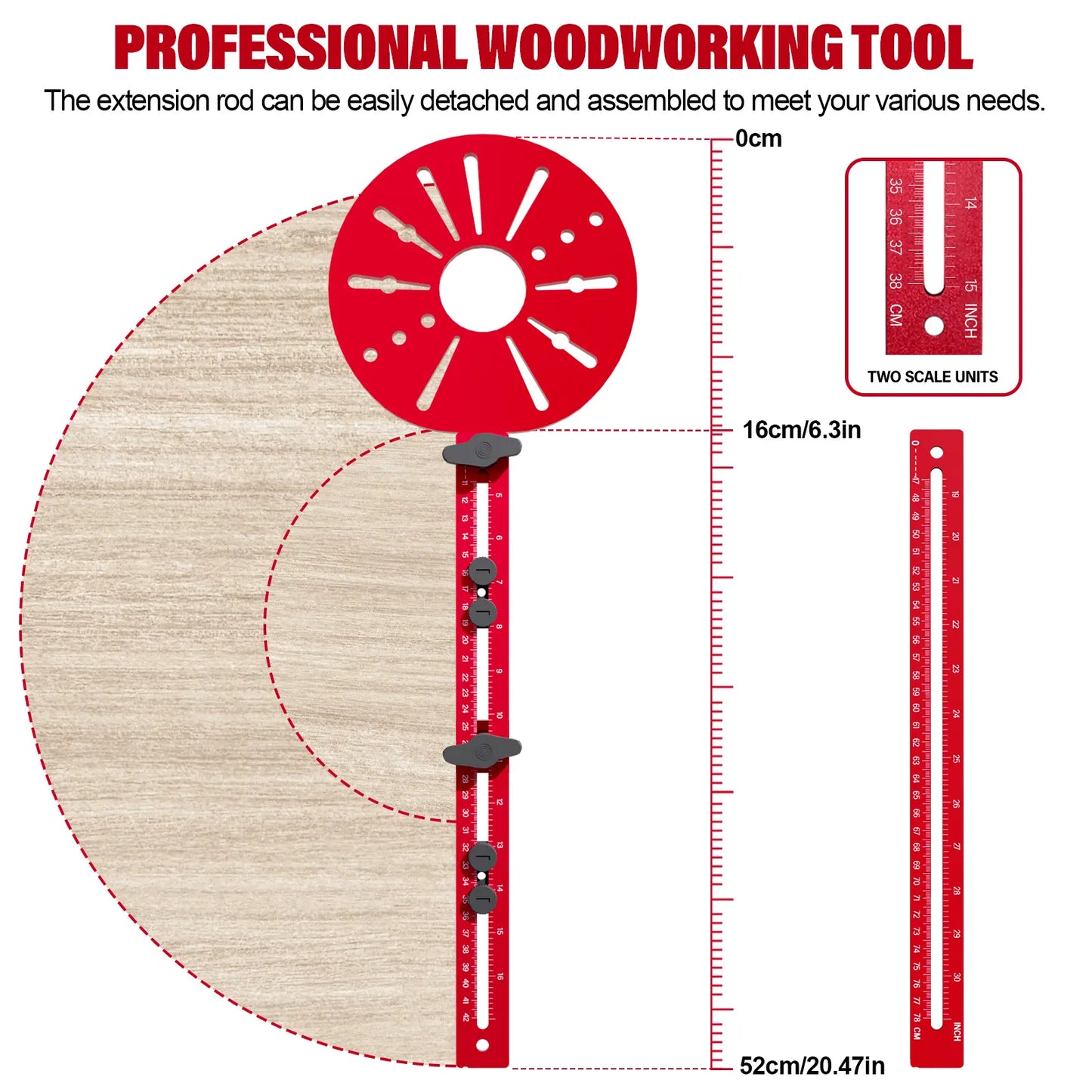 4-in-1 Router Milling Groove Bracket – Adjustable Aluminum Alloy Guide, Cuts Large Circles 10–58 Inches, Woodworking Tool