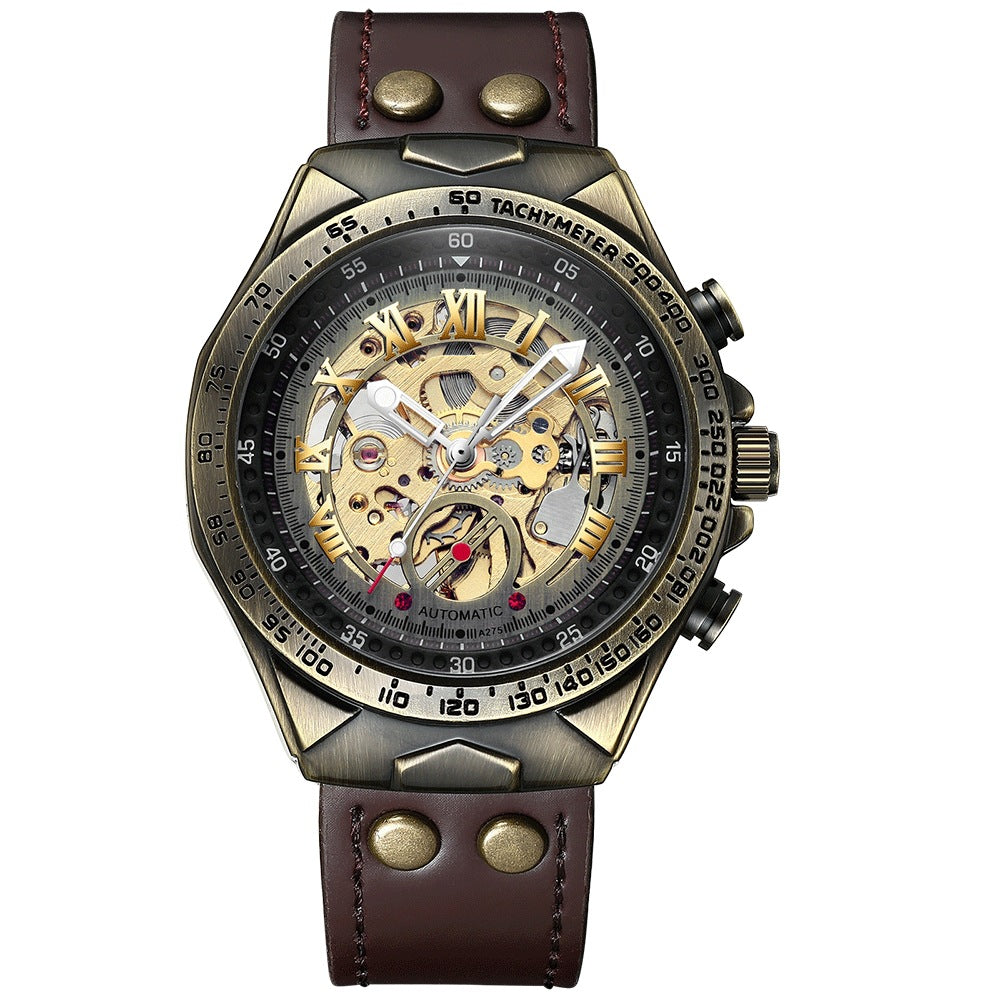Men's Automatic Skeleton Mechanical Watch – Business & Sport Style, Retro Sci-Fi Design, Elegant Stable Movement