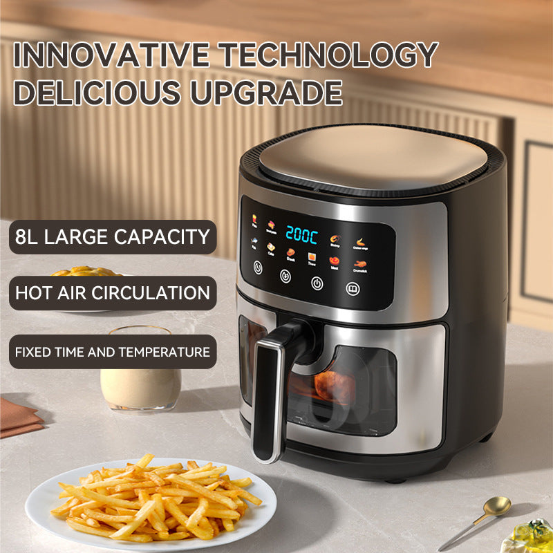 8L Air Fryer, Large Capacity Multifunctional for Household Use, Visual Flip-Free Design