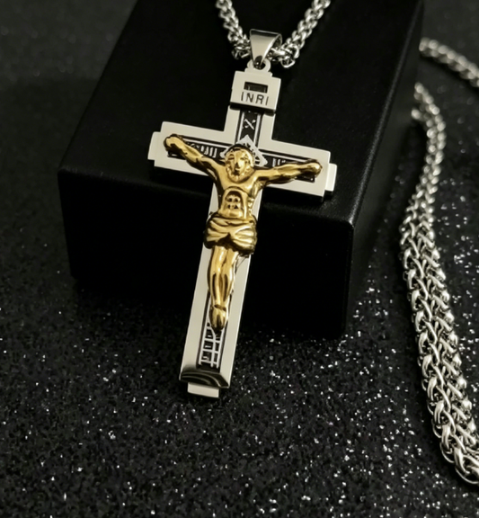 Cash on Delivery – Men's Minimalist Faith Cross Necklace – Stainless Steel with Inscriptions, Durable Fashion Accessory for Daily Wear, Gift for Men – Halo Accessories