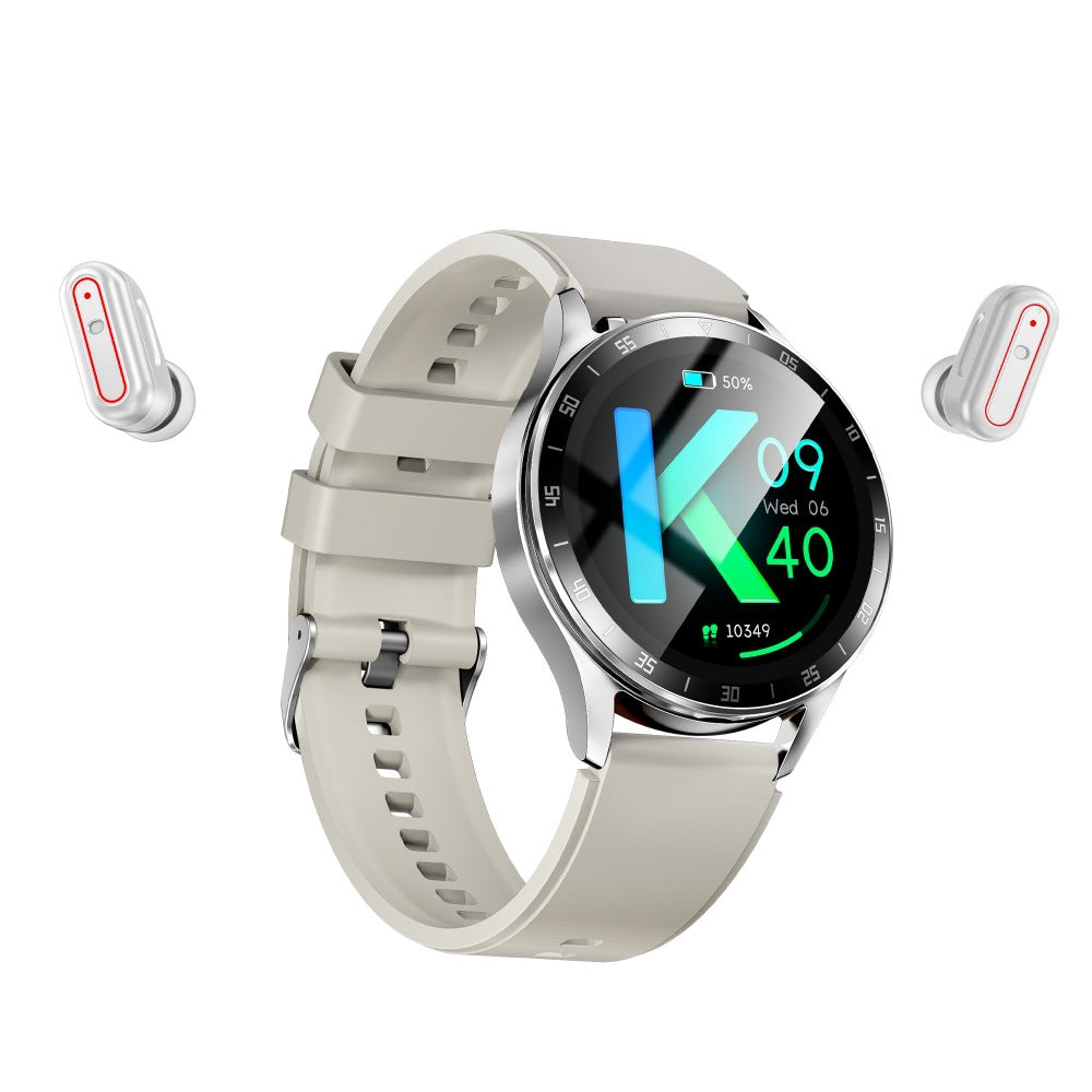 2-in-1 Smart Watch with Earbuds – 1.39" IPS Screen, IP67 Waterproof, Bluetooth Connectivity, White, Wearable Wristwatch