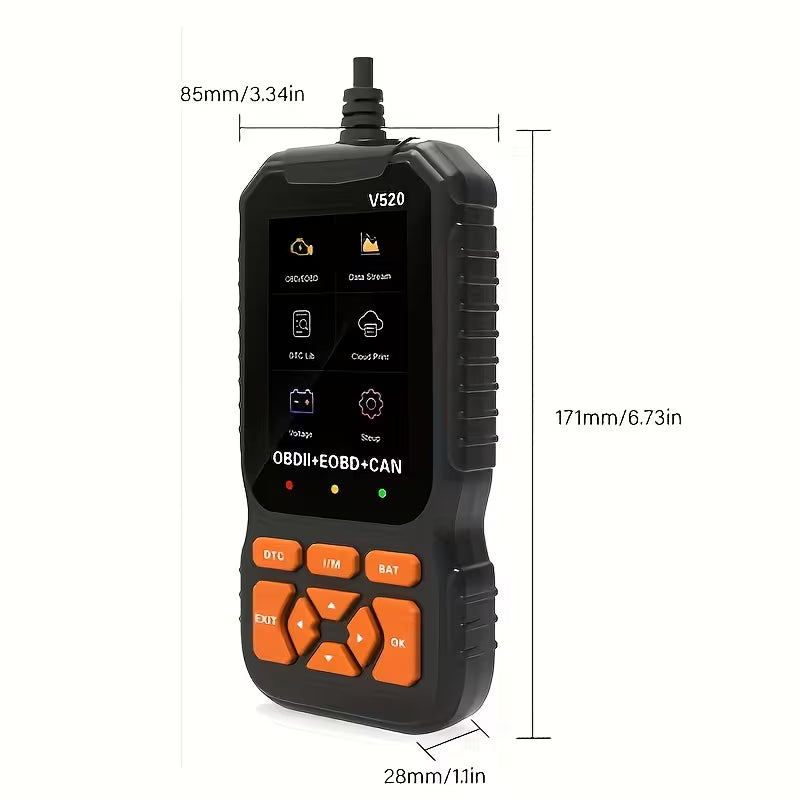 OBD2 Scanner – Engine Code Reader & Reset Tool, Compatible with All OBDII/EOBD Vehicles (No Battery Required)