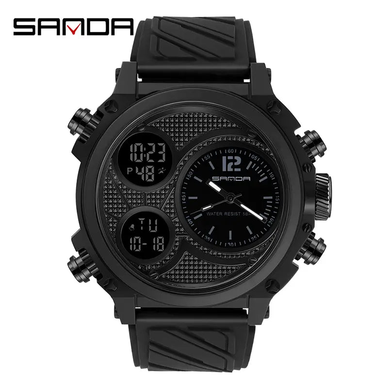 🔥 Clearance Sale – Order 1 Get 2 (One Black + One Black-Silver) 🔥 – Men's Fashion Sports Digital Watch, Waterproof Luminous Dial, Alarm & Date Display, Square Touch Display Chronograph, Trendy Multifunctional Vintage Design
