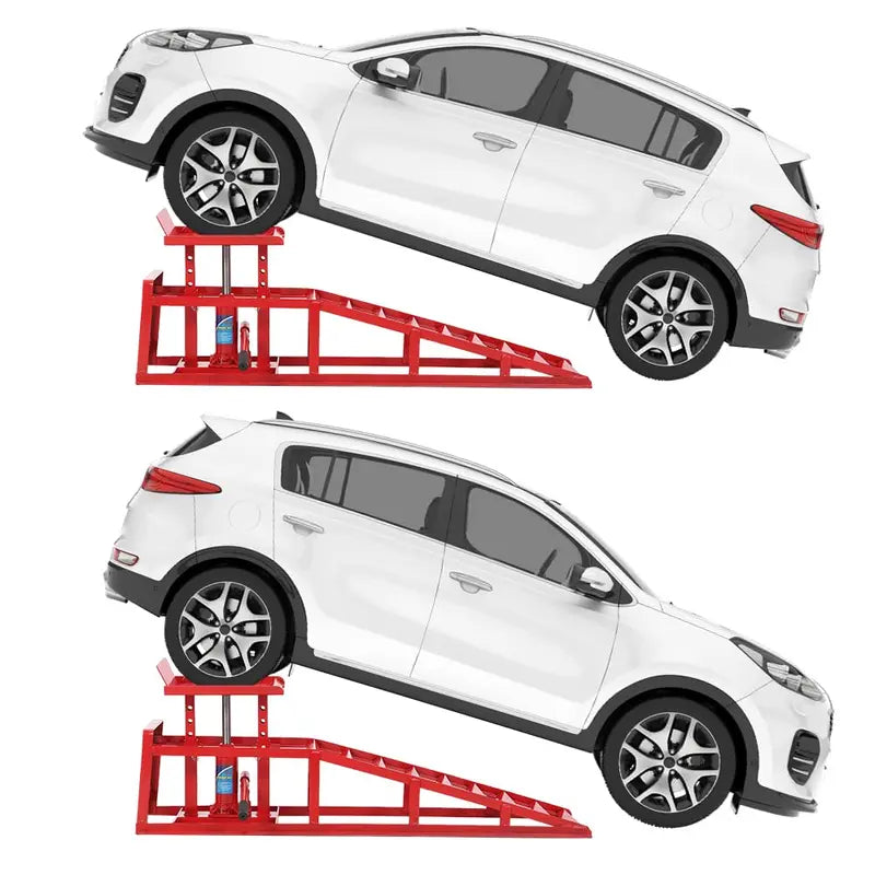2-Piece Hydraulic Car and Truck Service Ramps - 11000 lbs (5 Tons) Low Profile Lift, Adjustable Height 9.8" to 16.21" for Oil Changes and Auto Repair