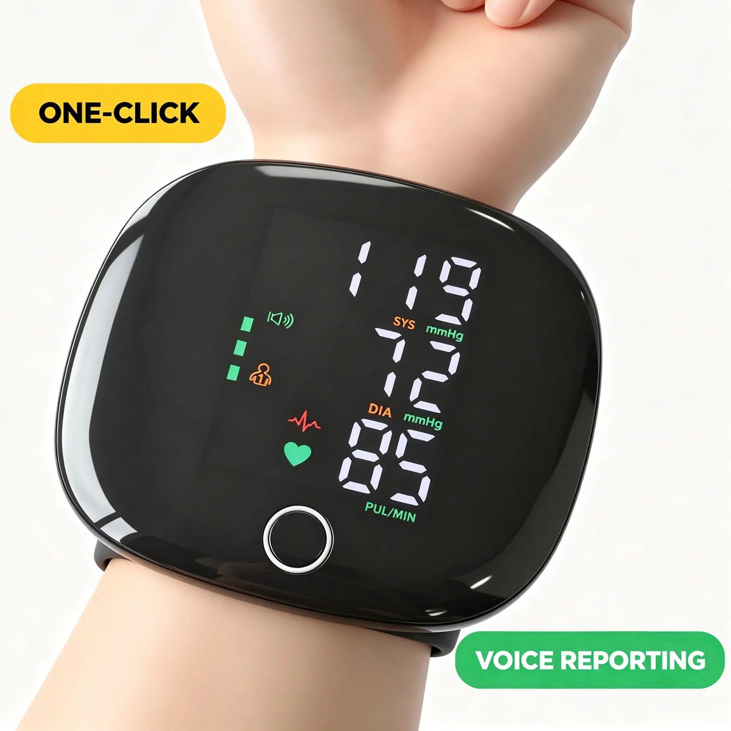 Wrist Blood Pressure Monitor with Voice Readout - 99x2 Memory, Large LED Display, Carrying Case for Family Healthcare