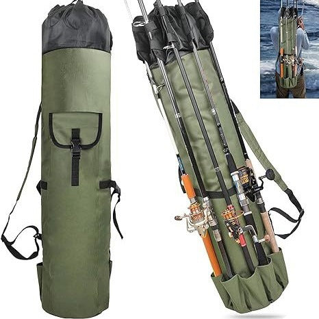 Multifunctional Fishing Rod & Tool Organizer Bag – Portable Storage Case for Outdoor Fishing Accessories