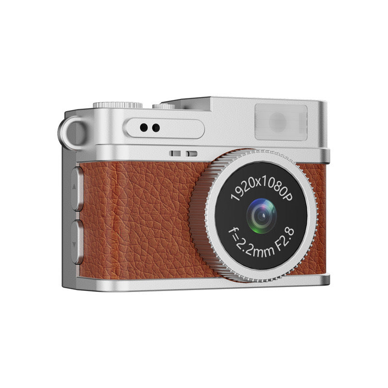 Retro Wearable Mini Camera with 32GB Memory Card – 1080P HD Video, 0.96" IPS Screen, LED Fill Light, 17.5g Ultra-Light, Pocket-Size for Vlogging & Travel