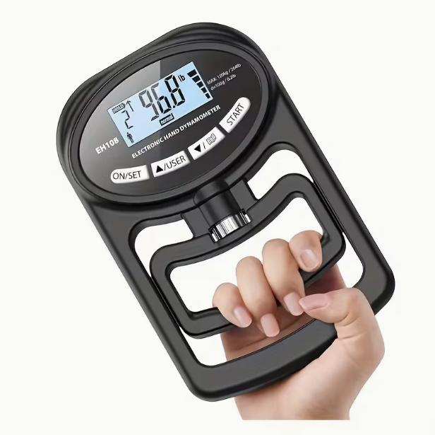 Rechargeable Digital Hand Grip Strength Tester – Hand Dynamometer 264 lbs/120 kg, Adjustable Grip Trainer for Sports Training, Fitness Testing & Physical Therapy