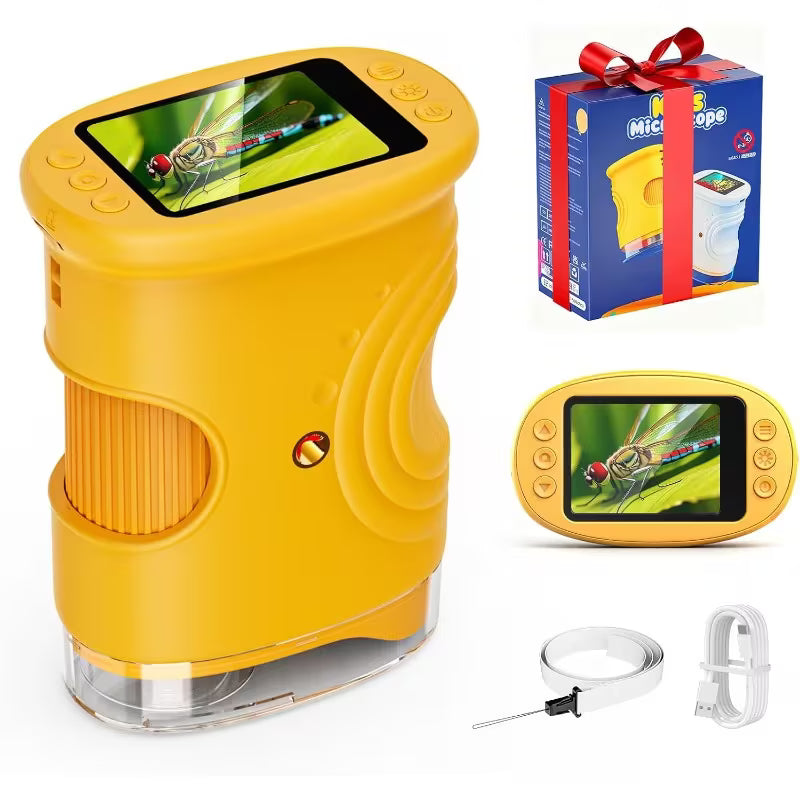 USB Digital Microscope – 1000X, 2" IPS Screen, 4K HD Photo & Video, Portable Educational Toy for Kids
